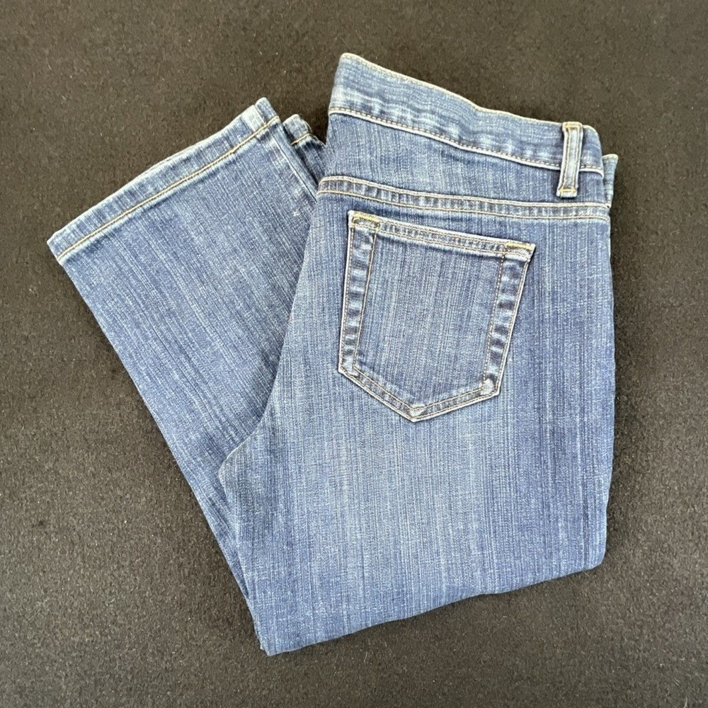 Lands' End Fit 1 Crop Blue Womens 8P Denim Capris Stretch‎ Petite Medium Wash